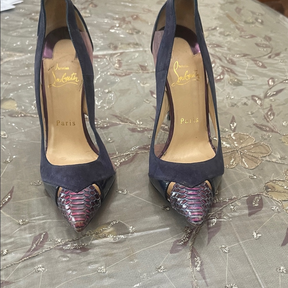 Christian Louboutin Black and Purple Heels